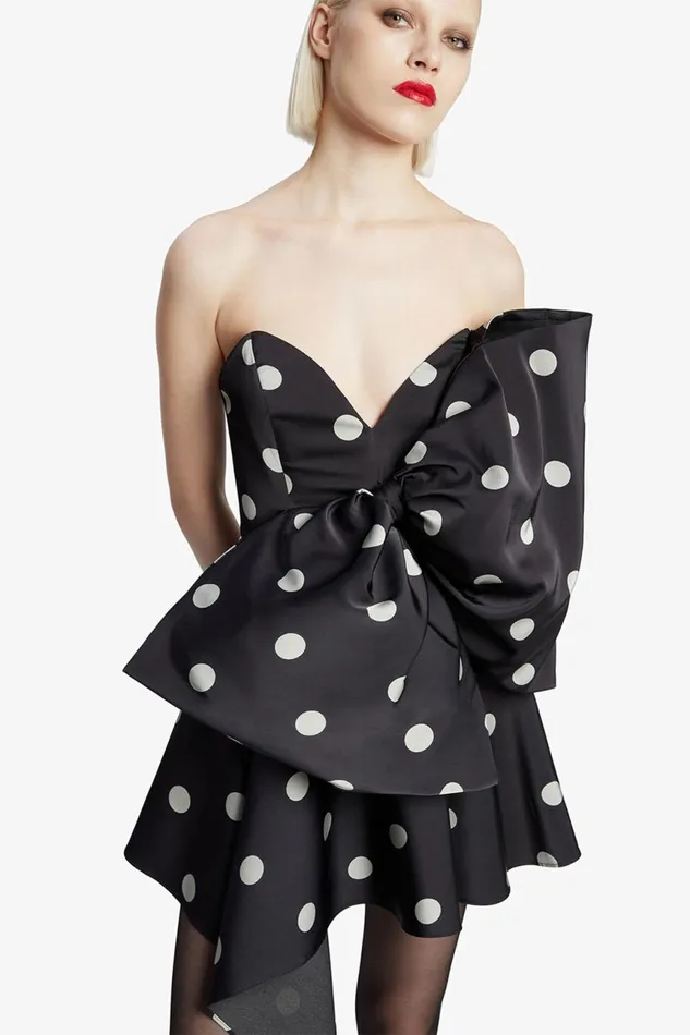 Women Bardot Party Dresses Brydie Bow Mini Dress In Black Spot Black Spot Women Bardot Party Dresses Brydie Bow Mini Dress In Black Spot Black Spot