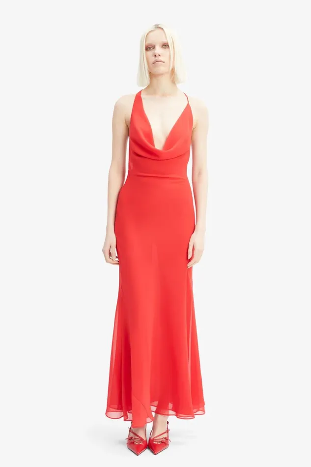 Women Bardot Party Dresses Cherie Cowl Neck Maxi Dress In Deep Red Deep Red Women Bardot Party Dresses Cherie Cowl Neck Maxi Dress In Deep Red Deep Red