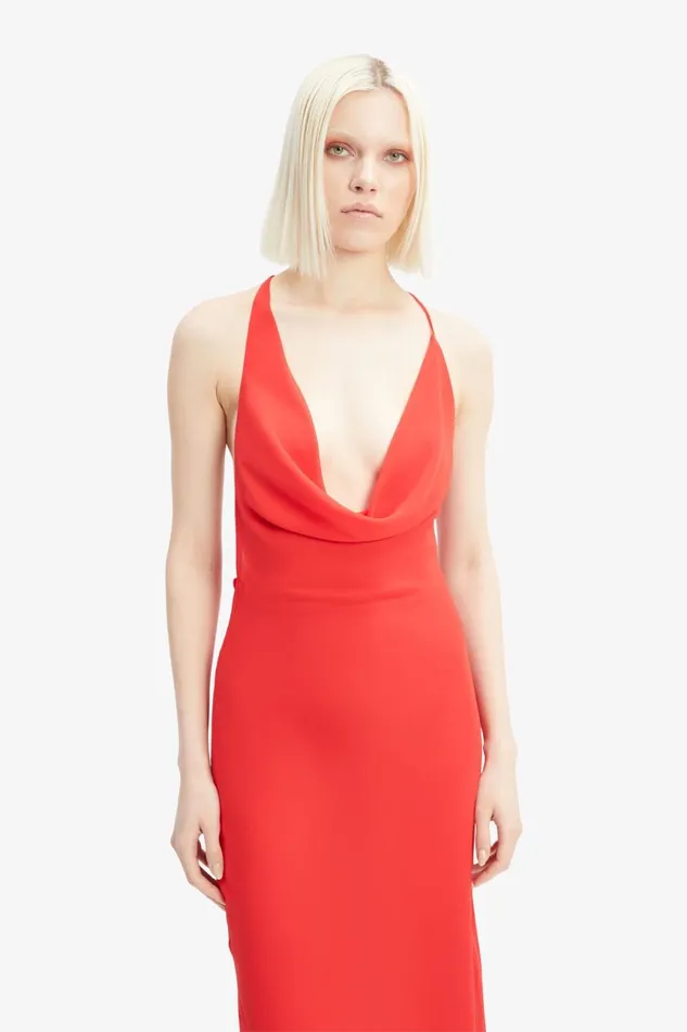 Women Bardot Party Dresses Cherie Cowl Neck Maxi Dress In Deep Red Deep Red Women Bardot Party Dresses Cherie Cowl Neck Maxi Dress In Deep Red Deep Red