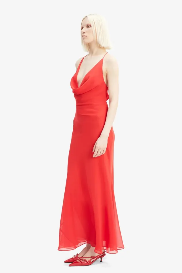 Women Bardot Party Dresses Cherie Cowl Neck Maxi Dress In Deep Red Deep Red Women Bardot Party Dresses Cherie Cowl Neck Maxi Dress In Deep Red Deep Red