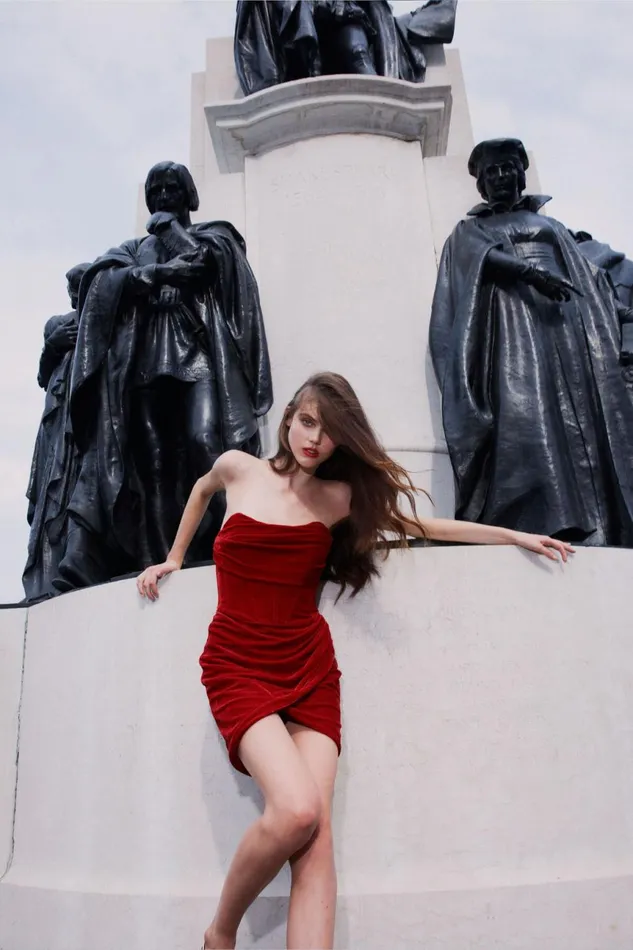 Women Bardot Party Dresses Claudette Mini Dress In Deep Red Deep Red