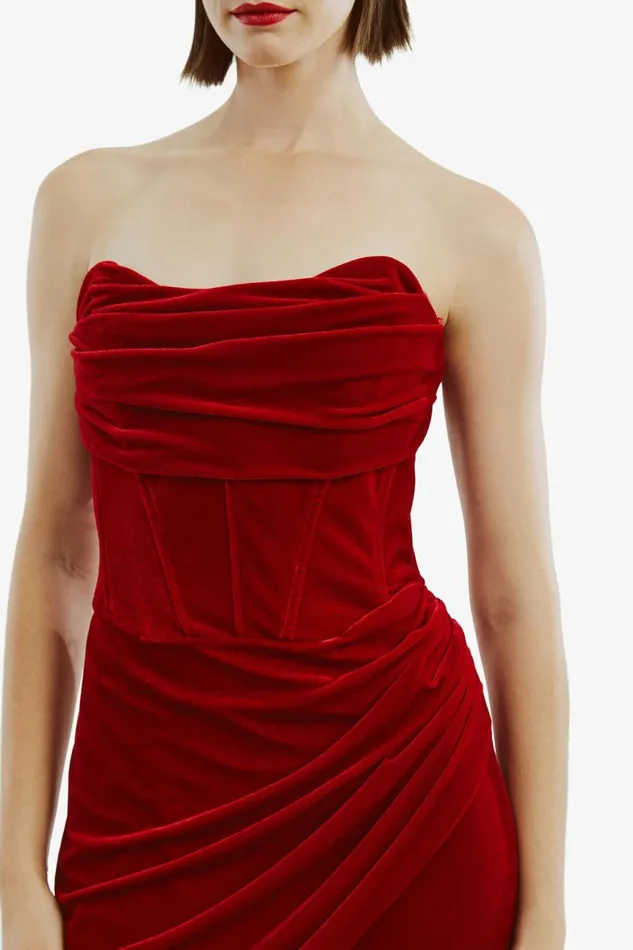 Women Bardot Party Dresses Claudette Mini Dress In Deep Red Deep Red