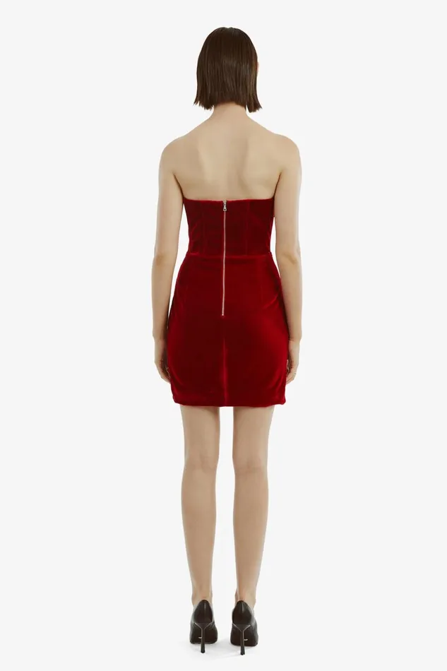Women Bardot Party Dresses Claudette Mini Dress In Deep Red Deep Red