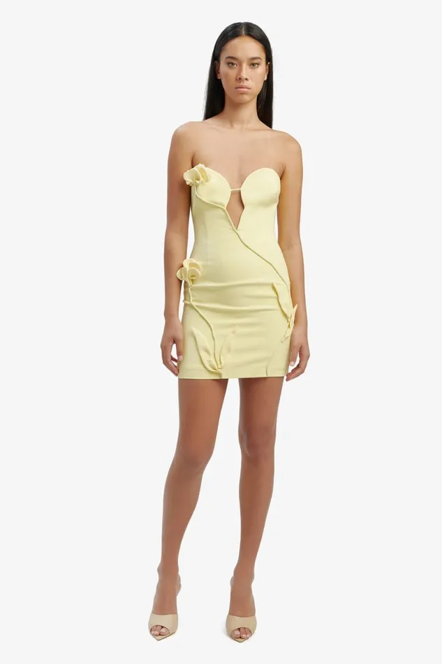 Women Bardot Party Dresses Eleni Flower Detail Mini Dress In Canary Yellow Canary Yellow Women Bardot Party Dresses Eleni Flower Detail Mini Dress In Canary Yellow Canary Yellow