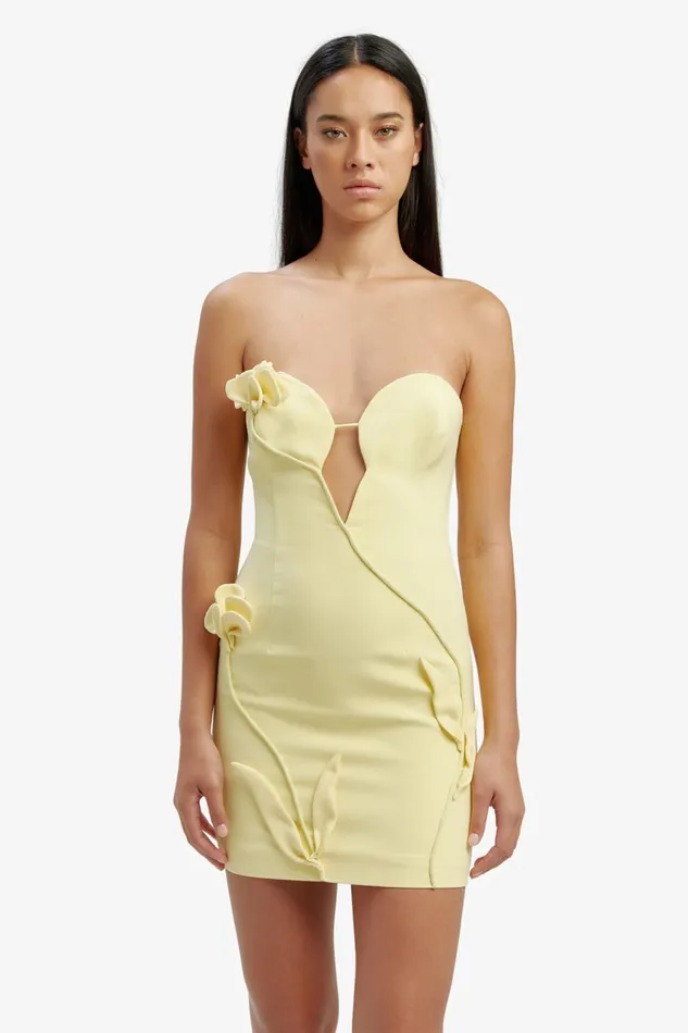 Women Bardot Party Dresses Eleni Flower Detail Mini Dress In Canary Yellow Canary Yellow Women Bardot Party Dresses Eleni Flower Detail Mini Dress In Canary Yellow Canary Yellow