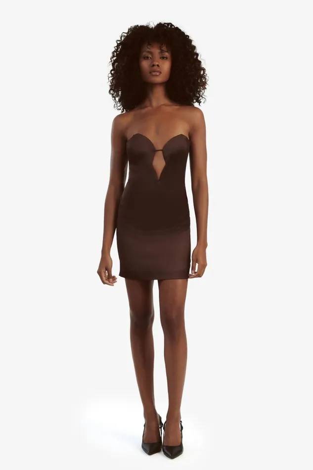Women Bardot Party Dresses Eleni Satin Mini Dress In Chocolate Chocolate Women Bardot Party Dresses Eleni Satin Mini Dress In Chocolate Chocolate