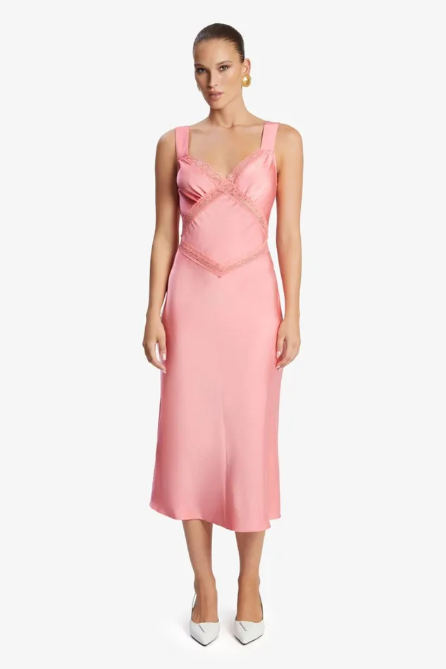 Women Bardot Party Dresses Emory Satin Slip Dress In Pink Pink Women Bardot Party Dresses Emory Satin Slip Dress In Pink Pink