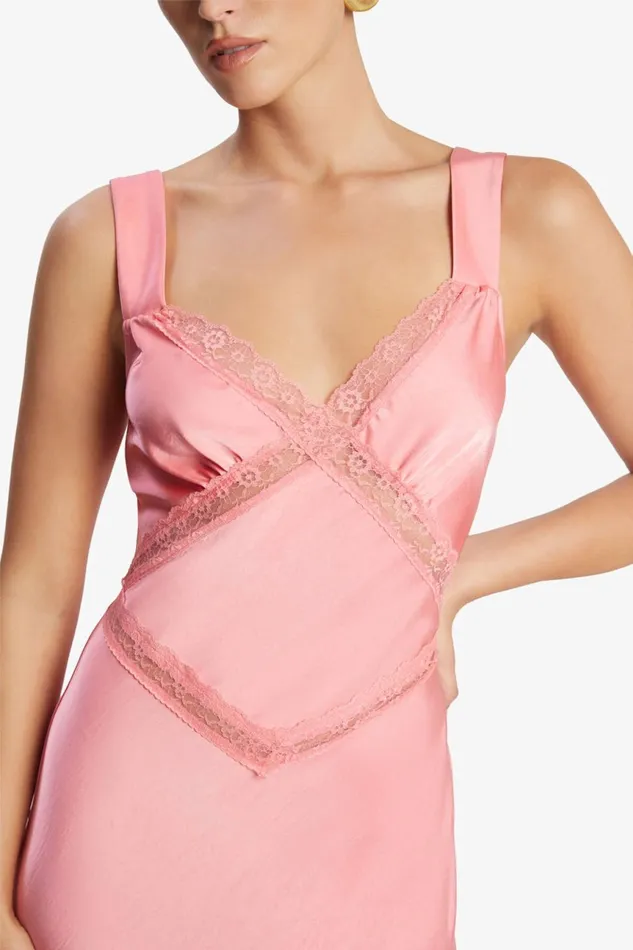 Women Bardot Party Dresses Emory Satin Slip Dress In Pink Pink Women Bardot Party Dresses Emory Satin Slip Dress In Pink Pink