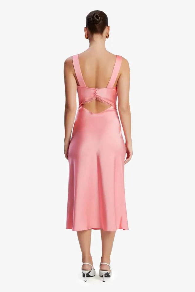 Women Bardot Party Dresses Emory Satin Slip Dress In Pink Pink Women Bardot Party Dresses Emory Satin Slip Dress In Pink Pink