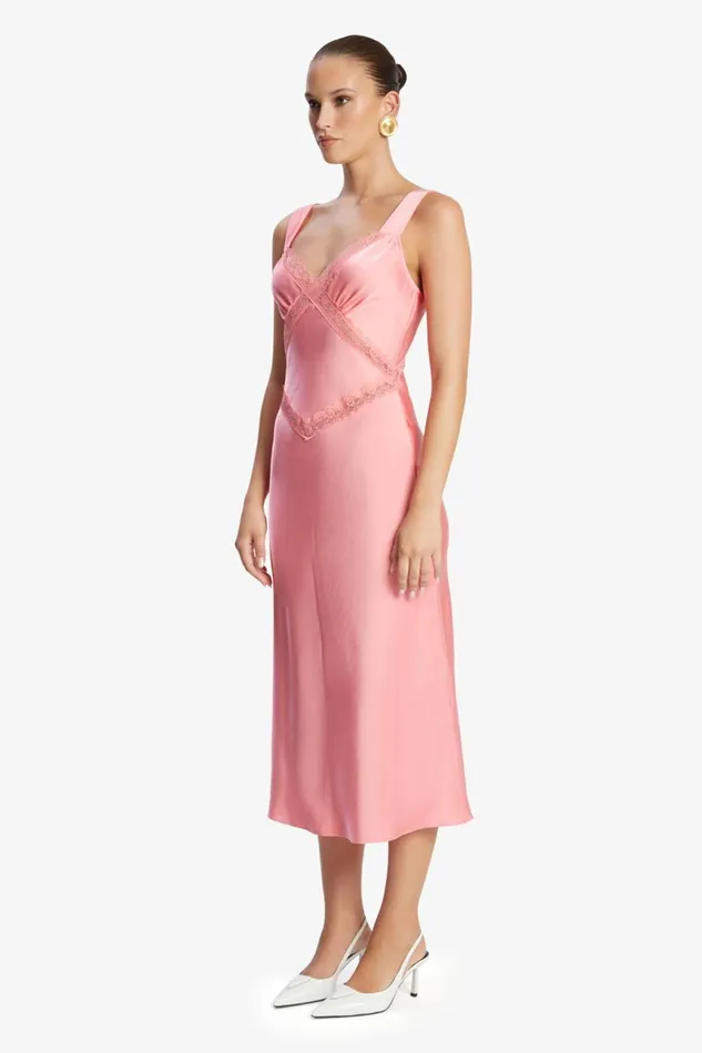 Women Bardot Party Dresses Emory Satin Slip Dress In Pink Pink Women Bardot Party Dresses Emory Satin Slip Dress In Pink Pink