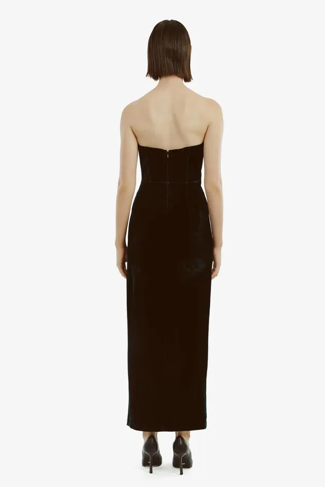 Women Bardot Party Dresses Everlasting Velour Midi Dress In Emerald Gr Emerald Gr