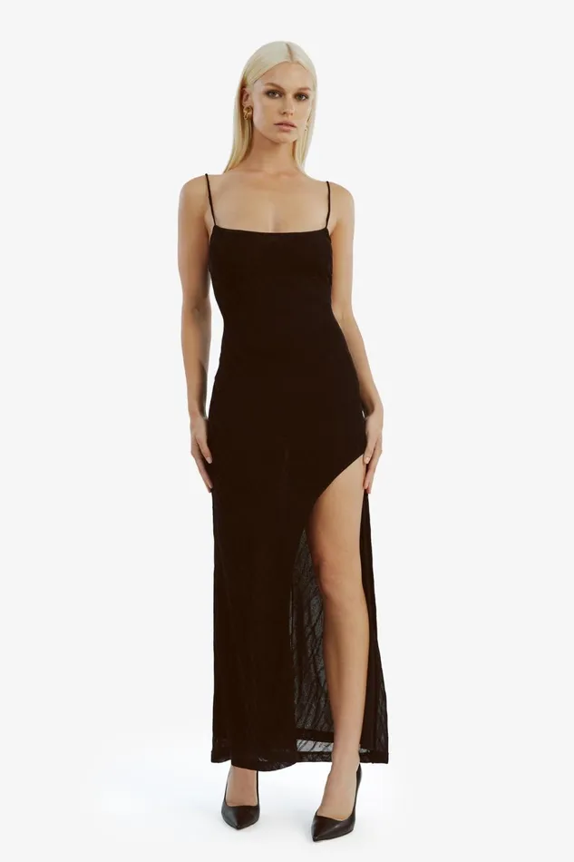 Women Bardot Party Dresses Faro Knit Maxi Dress In Black Black Women Bardot Party Dresses Faro Knit Maxi Dress In Black Black