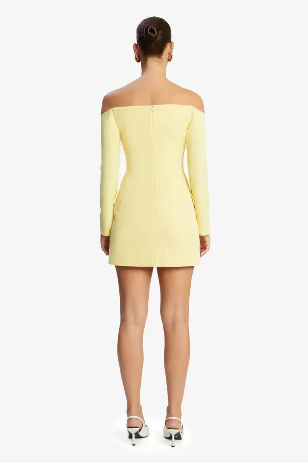 Women Bardot Party Dresses Iria Button Up Mini Dress In Canary Yellow Canary Yellow