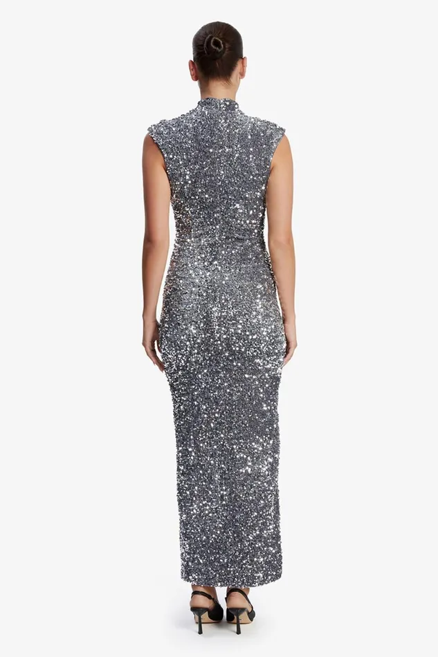 Women Bardot Party Dresses Kelso Velvet Sequin Maxi Dress In Silver Silver Women Bardot Party Dresses Kelso Velvet Sequin Maxi Dress In Silver Silver