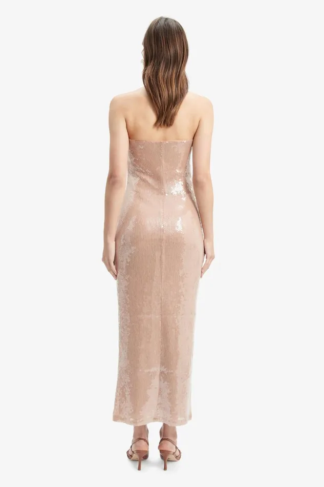 Women Bardot Party Dresses Launa Sequin Maxi Dress In Soft Tan Soft Tan