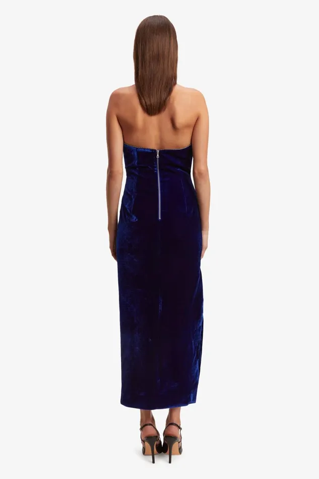 Women Bardot Party Dresses Lilah Velour Midi Dress In Vibrant Blue Vibrant Blue Women Bardot Party Dresses Lilah Velour Midi Dress In Vibrant Blue Vibrant Blue