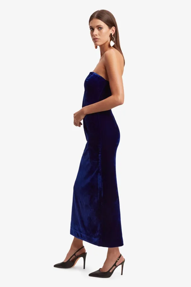 Women Bardot Party Dresses Lilah Velour Midi Dress In Vibrant Blue Vibrant Blue Women Bardot Party Dresses Lilah Velour Midi Dress In Vibrant Blue Vibrant Blue