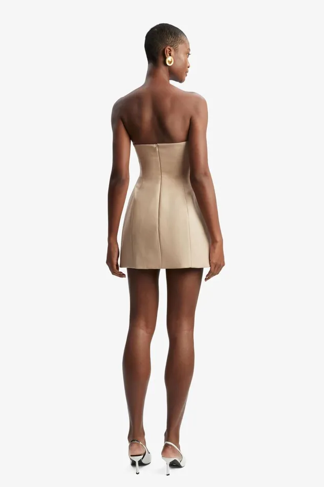 Women Bardot Party Dresses Madeline Hour Glass Mini Dress In Tan Tan Women Bardot Party Dresses Madeline Hour Glass Mini Dress In Tan Tan