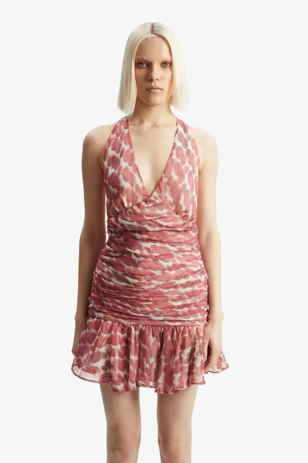 Women Bardot Party Dresses Mave Halter Neck Mini Dress In Red Spot Red Spot Women Bardot Party Dresses Mave Halter Neck Mini Dress In Red Spot Red Spot