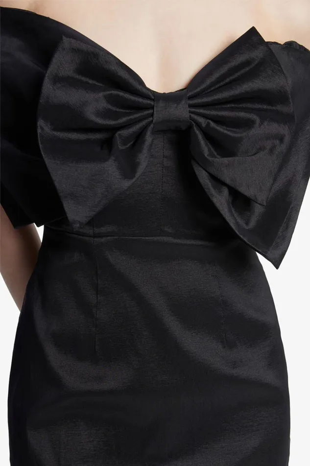 Women Bardot Party Dresses Mini Bow Dress In Black Black Women Bardot Party Dresses Mini Bow Dress In Black Black