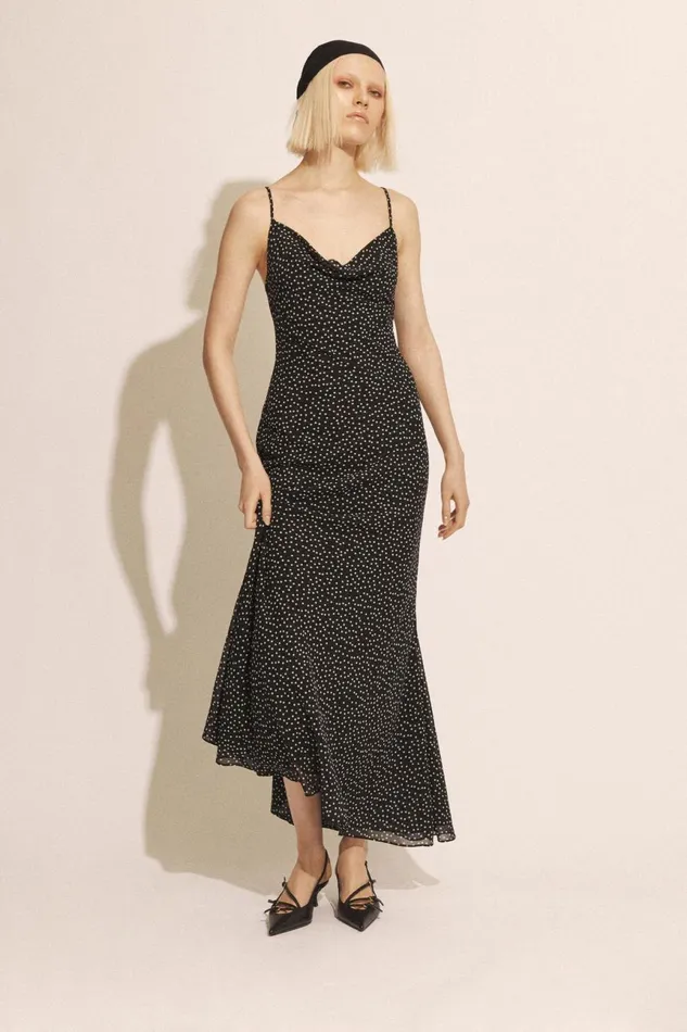 Women Bardot Party Dresses Monroe Cowl Neck Maxi Dress In Black Spot Black Spot Women Bardot Party Dresses Monroe Cowl Neck Maxi Dress In Black Spot Black Spot