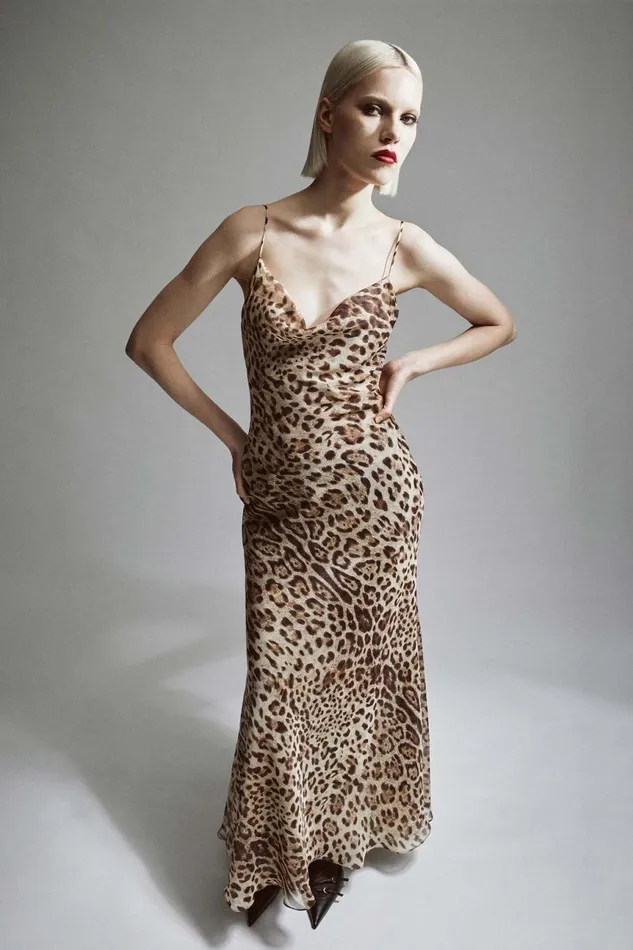 Women Bardot Party Dresses Monroe Cowl Neck Maxi Dress In Brown Leopard Brown Leopard Women Bardot Party Dresses Monroe Cowl Neck Maxi Dress In Brown Leopard Brown Leopard