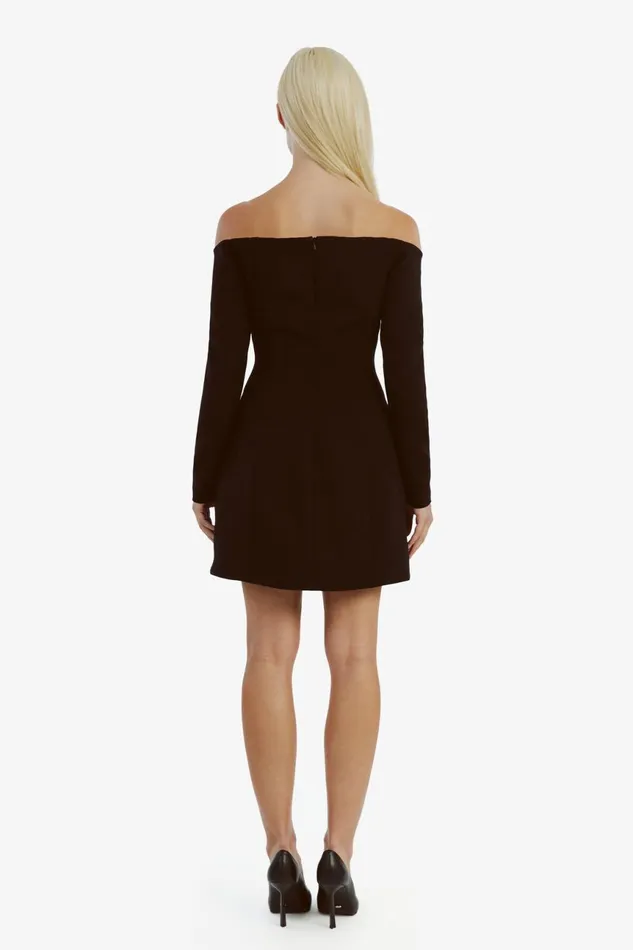Women Bardot Party Dresses Nadene Hourglass Mini Dress In Black Black Women Bardot Party Dresses Nadene Hourglass Mini Dress In Black Black