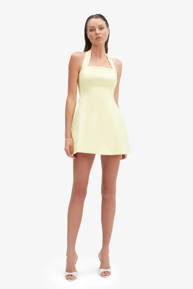 Women Bardot Party Dresses Nevelle Hourglass Halter Dress In Canary Yellow Canary Yellow Women Bardot Party Dresses Nevelle Hourglass Halter Dress In Canary Yellow Canary Yellow