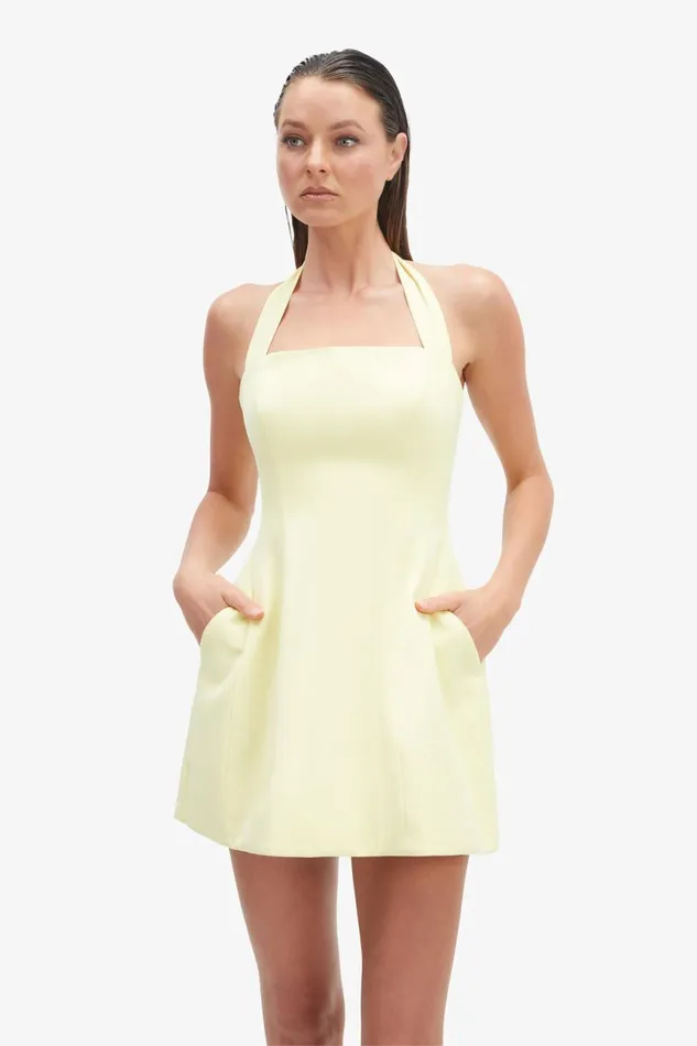 Women Bardot Party Dresses Nevelle Hourglass Halter Dress In Canary Yellow Canary Yellow Women Bardot Party Dresses Nevelle Hourglass Halter Dress In Canary Yellow Canary Yellow