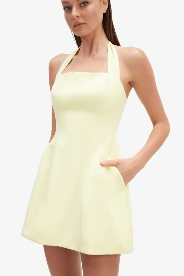 Women Bardot Party Dresses Nevelle Hourglass Halter Dress In Canary Yellow Canary Yellow Women Bardot Party Dresses Nevelle Hourglass Halter Dress In Canary Yellow Canary Yellow