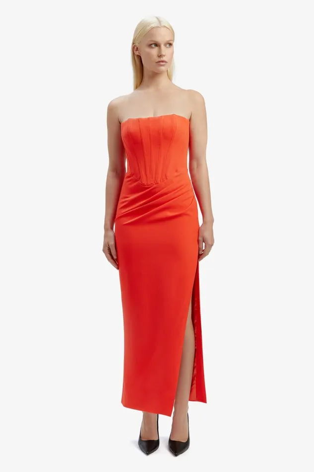 Women Bardot Party Dresses Saira Midi Dress In Orange Sorbet Orange Sorbet Women Bardot Party Dresses Saira Midi Dress In Orange Sorbet Orange Sorbet