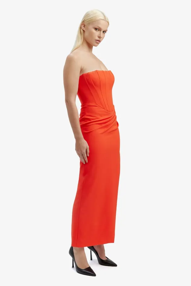 Women Bardot Party Dresses Saira Midi Dress In Orange Sorbet Orange Sorbet Women Bardot Party Dresses Saira Midi Dress In Orange Sorbet Orange Sorbet