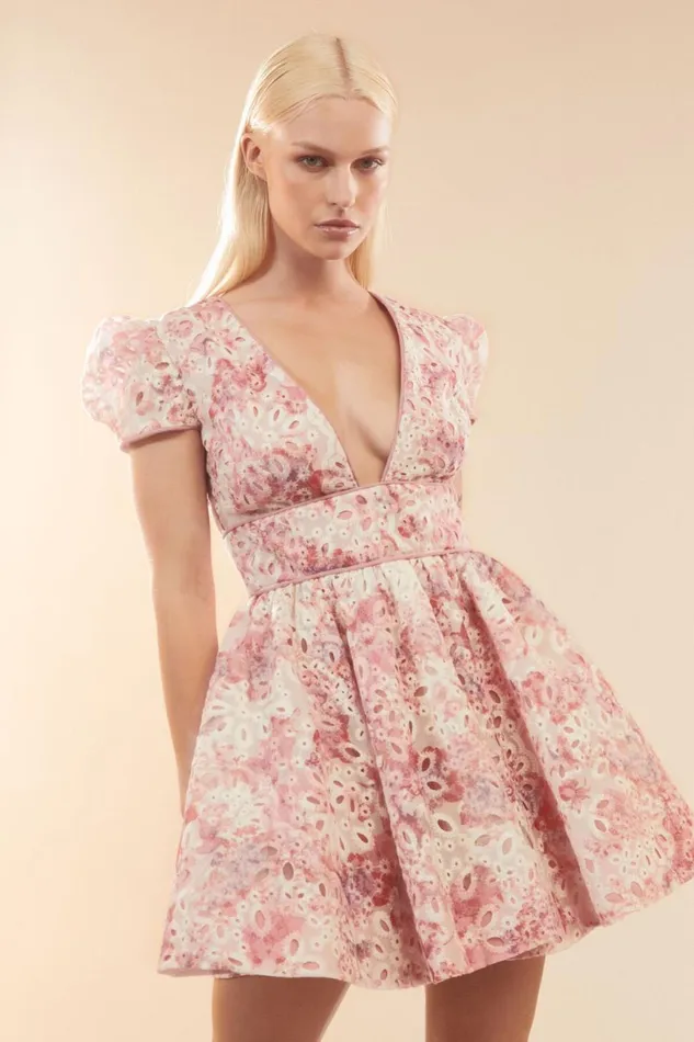Women Bardot Party Dresses Tamarin Broderie Mini Dress In Pink Floral Pink Floral Women Bardot Party Dresses Tamarin Broderie Mini Dress In Pink Floral Pink Floral