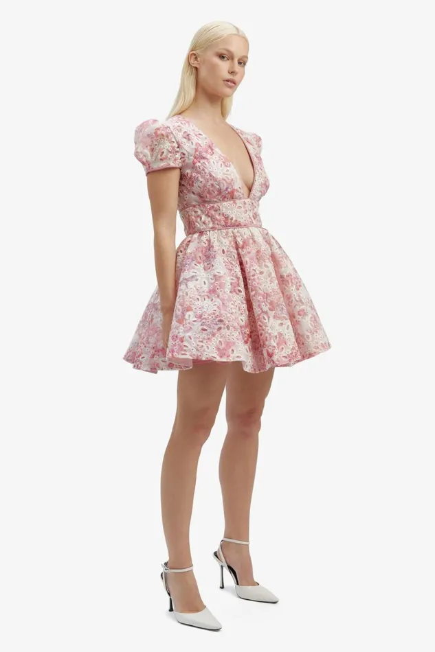 Women Bardot Party Dresses Tamarin Broderie Mini Dress In Pink Floral Pink Floral Women Bardot Party Dresses Tamarin Broderie Mini Dress In Pink Floral Pink Floral