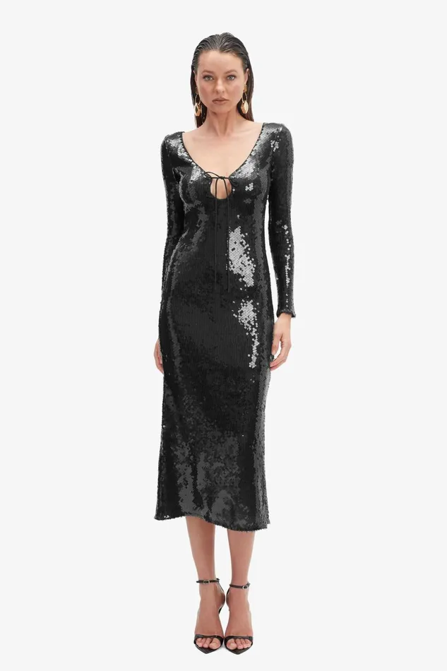 Women Bardot Party Dresses Verona Sequin Maxi Dress In Black Black Women Bardot Party Dresses Verona Sequin Maxi Dress In Black Black