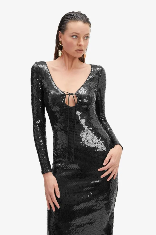 Women Bardot Party Dresses Verona Sequin Maxi Dress In Black Black Women Bardot Party Dresses Verona Sequin Maxi Dress In Black Black