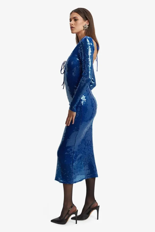 Women Bardot Party Dresses Verona Sequin Maxi Dress In Cobalt Cobalt Women Bardot Party Dresses Verona Sequin Maxi Dress In Cobalt Cobalt