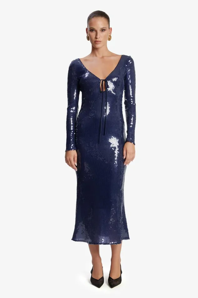 Women Bardot Party Dresses Verona Sequin Maxi Dress In Navy Navy Women Bardot Party Dresses Verona Sequin Maxi Dress In Navy Navy