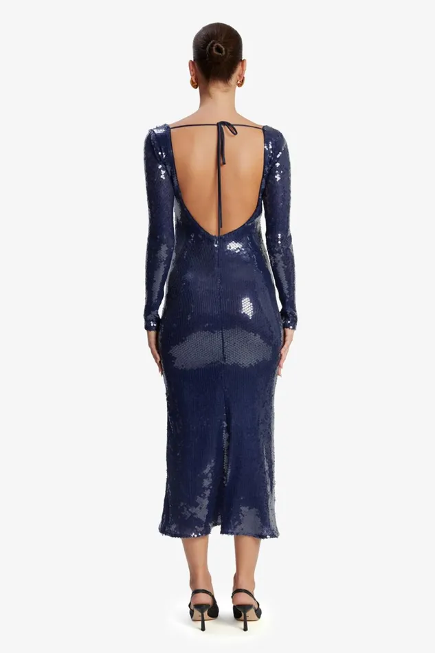 Women Bardot Party Dresses Verona Sequin Maxi Dress In Navy Navy Women Bardot Party Dresses Verona Sequin Maxi Dress In Navy Navy