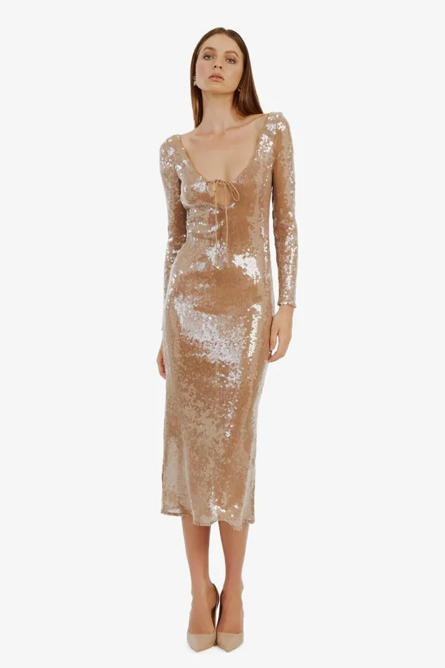 Women Bardot Party Dresses Verona Sequin Maxi Dress In Nude Nude Women Bardot Party Dresses Verona Sequin Maxi Dress In Nude Nude
