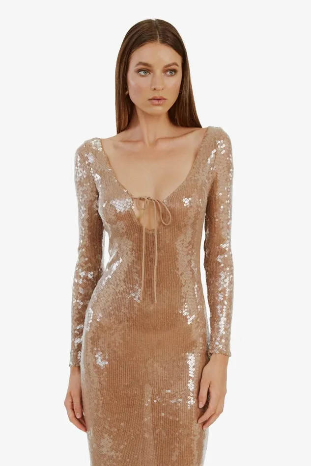 Women Bardot Party Dresses Verona Sequin Maxi Dress In Nude Nude Women Bardot Party Dresses Verona Sequin Maxi Dress In Nude Nude