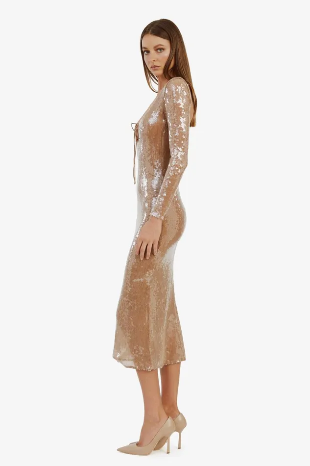 Women Bardot Party Dresses Verona Sequin Maxi Dress In Nude Nude Women Bardot Party Dresses Verona Sequin Maxi Dress In Nude Nude