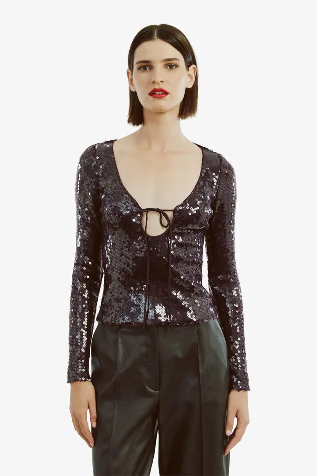 Women Bardot Party Dresses Verona Sequin Top In Purple Purple