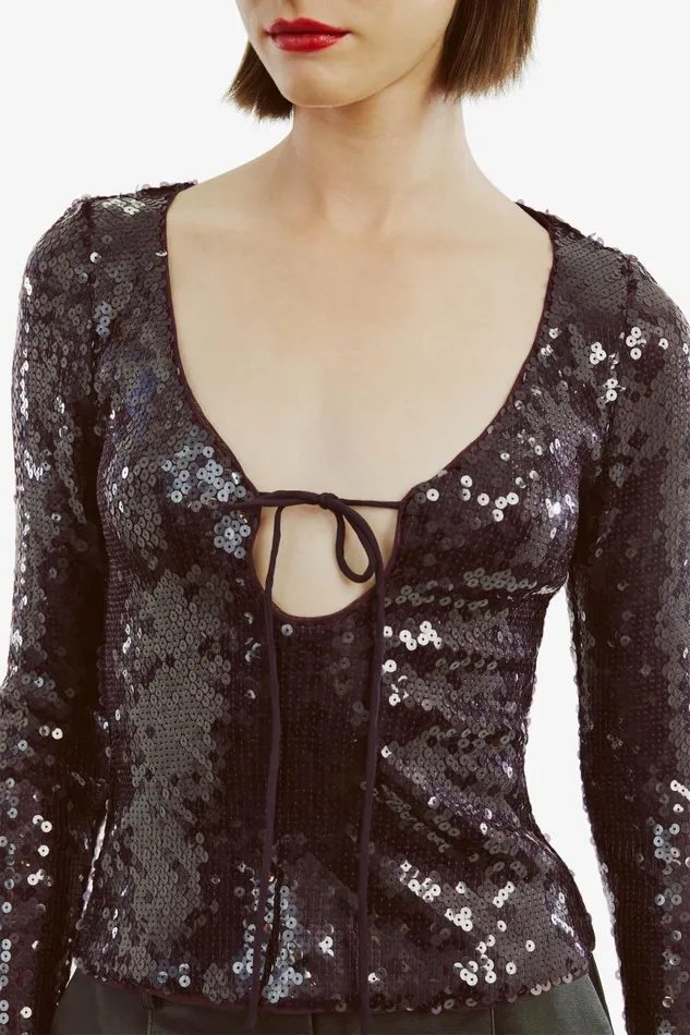Women Bardot Party Dresses Verona Sequin Top In Purple Purple