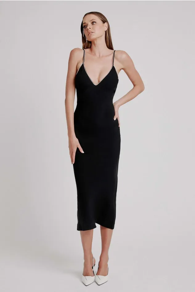Women Bardot Party Dresses Vira Diamonte Dress In Black Black