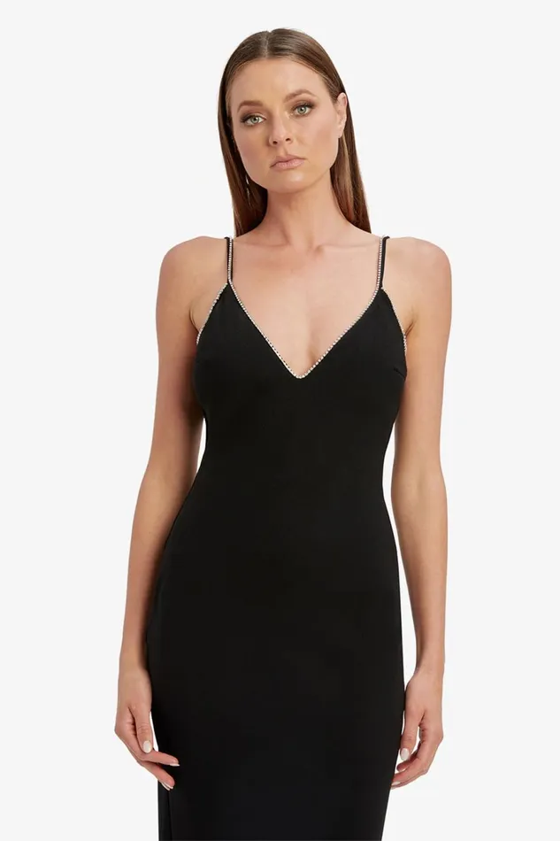 Women Bardot Party Dresses Vira Diamonte Dress In Black Black Women Bardot Party Dresses Vira Diamonte Dress In Black Black