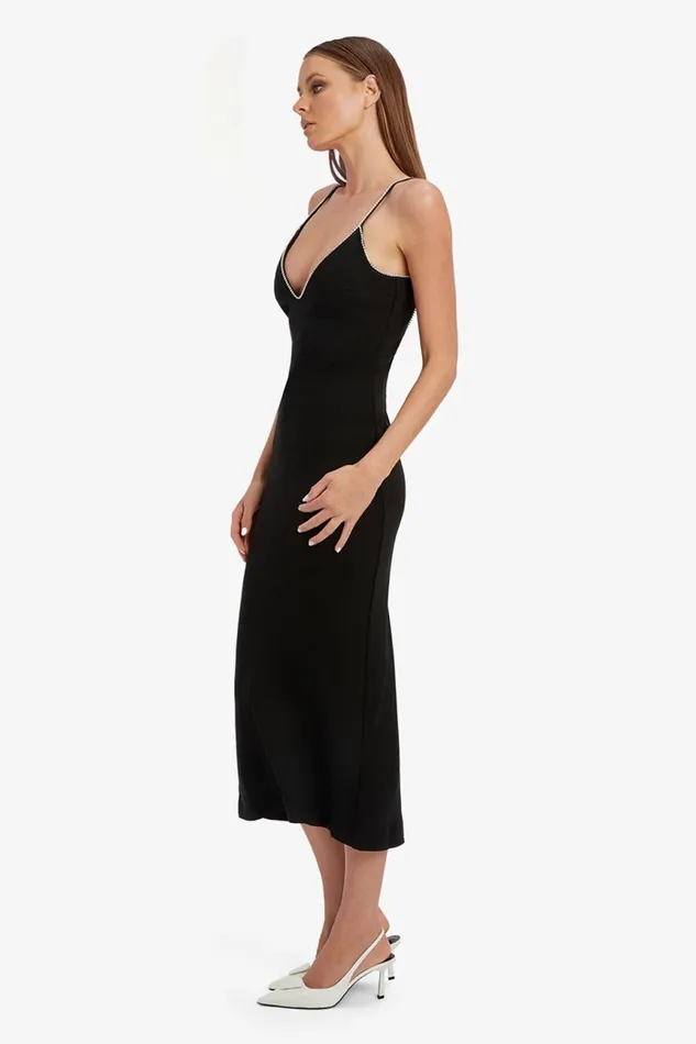 Women Bardot Party Dresses Vira Diamonte Dress In Black Black Women Bardot Party Dresses Vira Diamonte Dress In Black Black