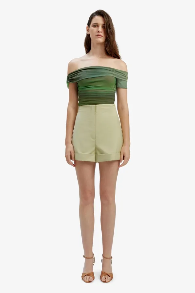 Women Bardot Party Tops Aurelia Mesh Top In Green Ombre Green Ombre Women Bardot Party Tops Aurelia Mesh Top In Green Ombre Green Ombre