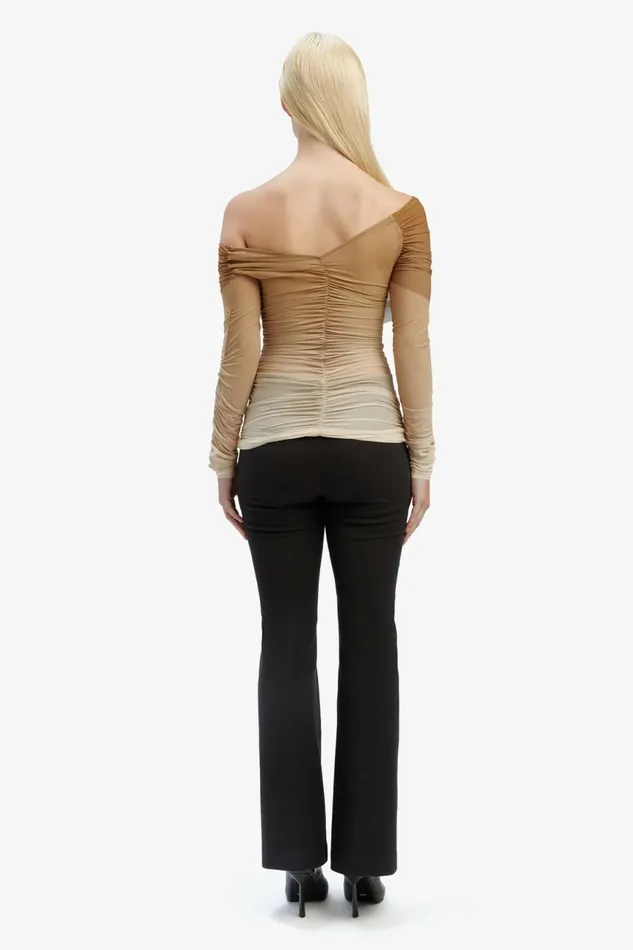 Women Bardot Party Tops Camelia Mesh Top In Brown Ombre Brown Ombre Women Bardot Party Tops Camelia Mesh Top In Brown Ombre Brown Ombre