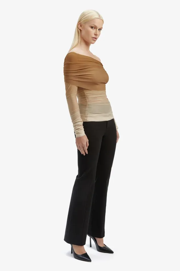 Women Bardot Party Tops Camelia Mesh Top In Brown Ombre Brown Ombre Women Bardot Party Tops Camelia Mesh Top In Brown Ombre Brown Ombre